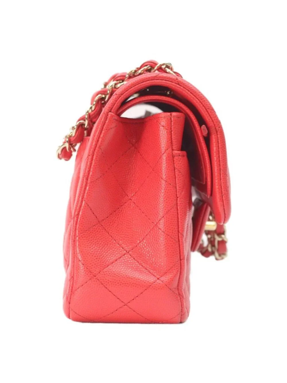 Chanel Red Caviar Gold Quilted 23 Shoulder Bag